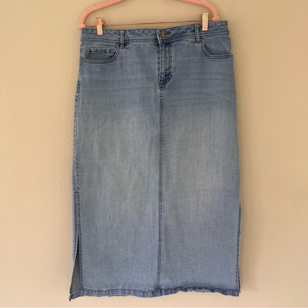 Womens Maxi Denim Skirt Size 14 Y2K Grunge Coastal Cowgirl Western‎